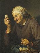 Hendrick Bloemaert Old woman selling eggs. oil painting reproduction